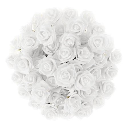 PURE GARDEN Pure Garden 50-LG1022 Artificial Roses with Stems-Real Touch Fake Flowers - White 50-LG1022